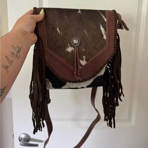 Real cowhide and leather purse